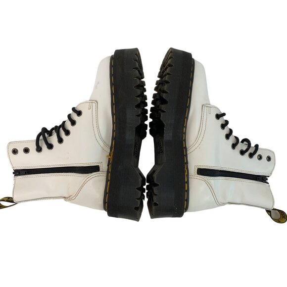 Unisex Dr. Martens Jadon White Leather Platform Boots Size 5 Men / 6 Women - Picture 9 of 11